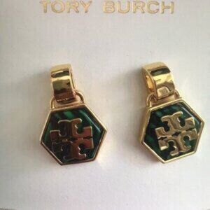 Tory Burch Gold and Green Earrings